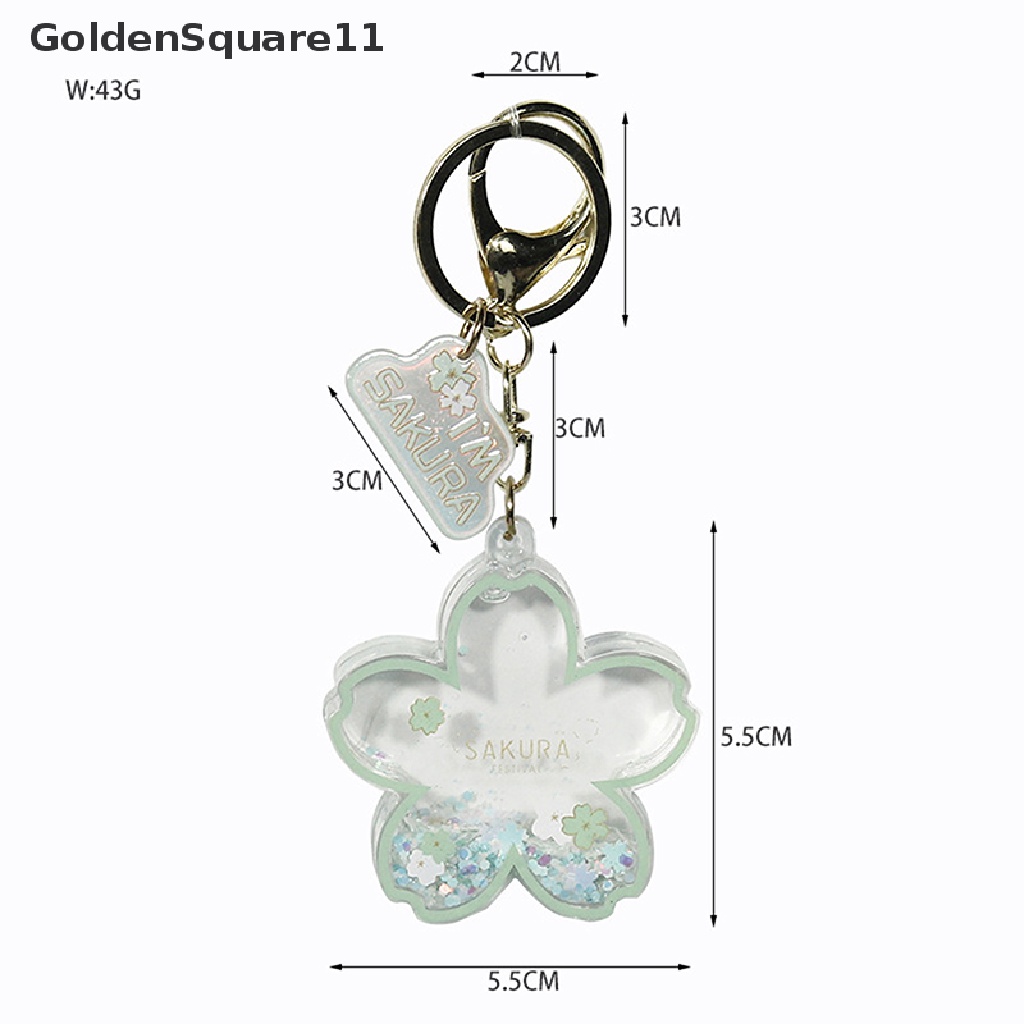 [Goldsquare11] Móc Khóa Cặp Đôi Bằng Acrylic Cát Chảy Dầu Hoa Anh Đào Sáng Tạo Dễ Thương