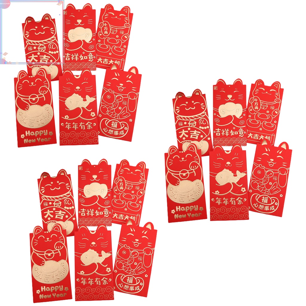 Bao lì xì màu đỏ may mắn ba chiều lâu trôi