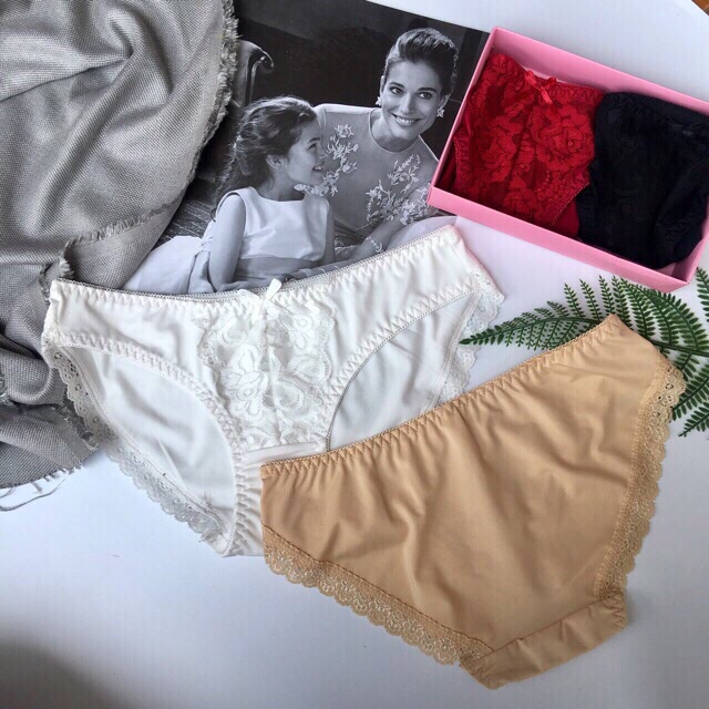 Bộ 4 Quần lót cotton Lạnh Phối ren Mềm đẹp , Nơ dễ thương