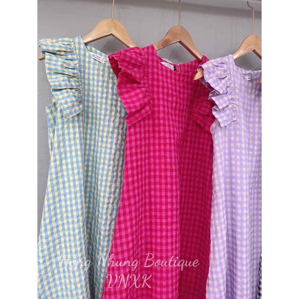 Váy kẻ caro tay cánh tiên Váy kẻ 5 màu