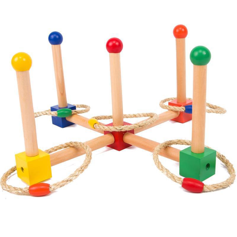 Bộ  trò chơi ném vòng 5 cọc Montessori - Giáo cụ Monessori