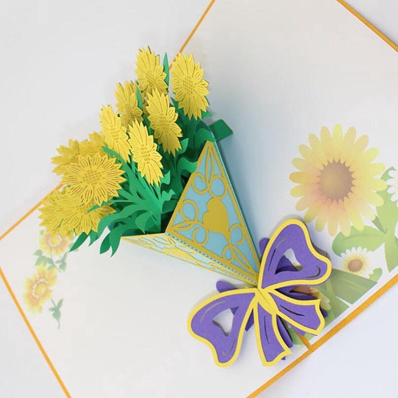 Thiệp 3D trang trí hình hoa cúc xinh xắn được làm thủ công