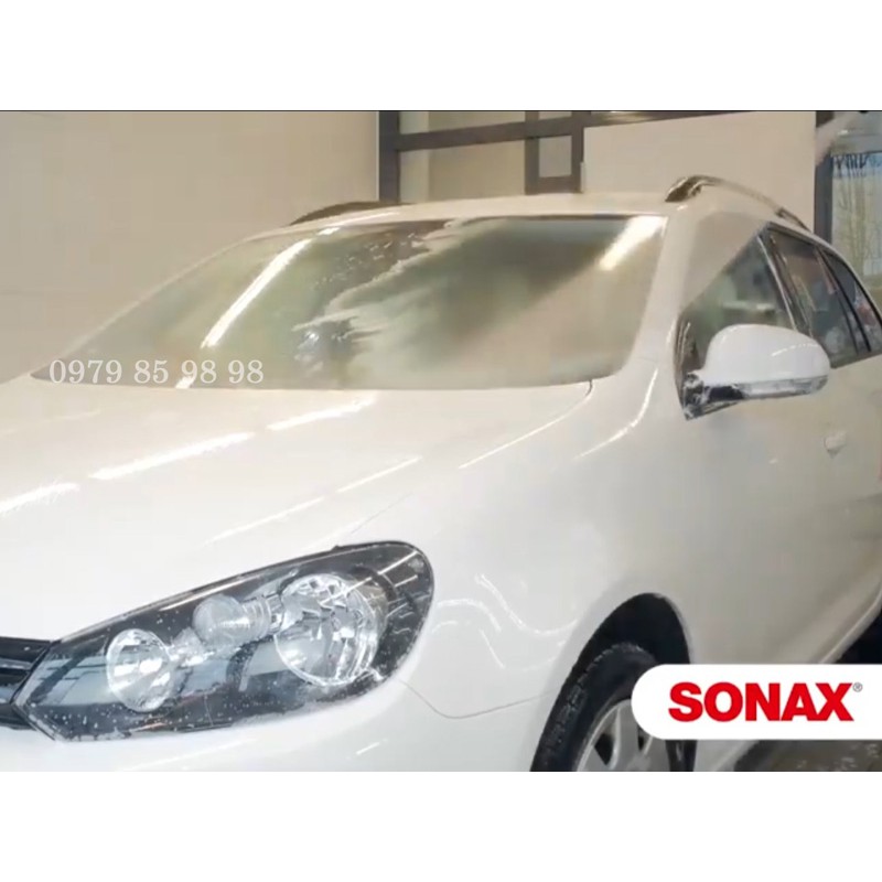 Combo Nước rửa xe kết hợp bóng sơn nhanh và mút rủa xe ô tô xe máy SONAX Wash &amp; Wax (Rửa &amp; Wax bóng sơn) 313341