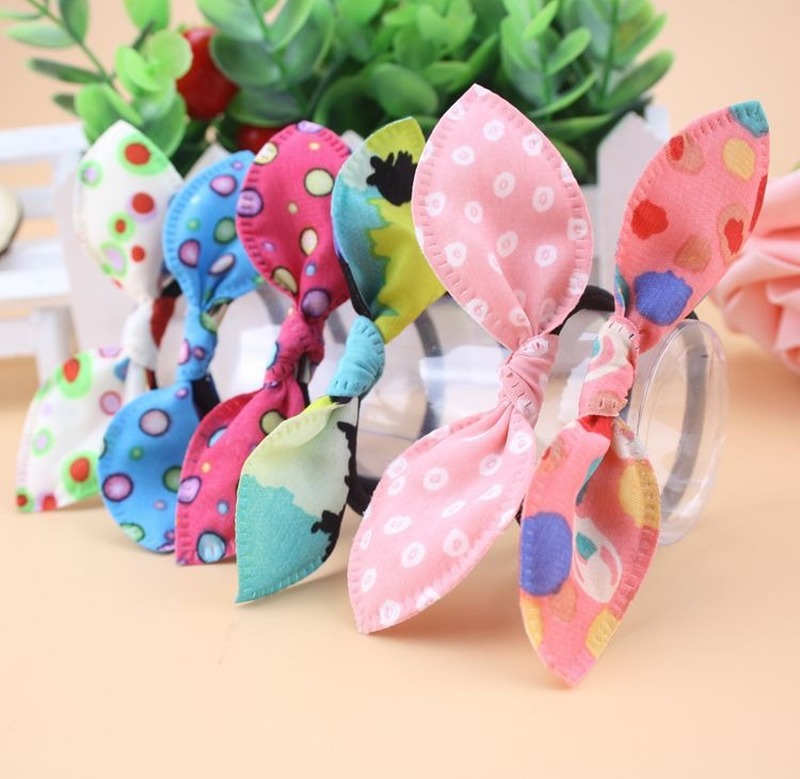 Dây buộc tóc đuôi ngựa WE FLOWER cao su thiết kế tai thỏ đáng yêu dành cho nữ và bé gái