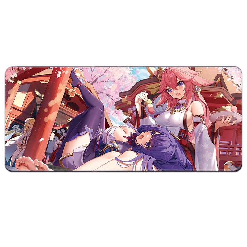 Lót chuột, pad cỡ lớn chuột họa tiết game Genshin Impact bề mặt speed di chuột cực êm