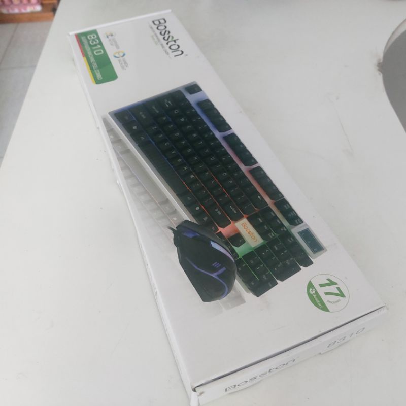 Combo chuột phím gaming Bosston 8310 giả cơ LED 7 màu (hình thực tế shop tự chụp)
