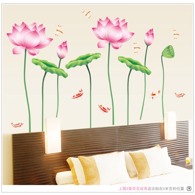 Decal dán tường hoa sen