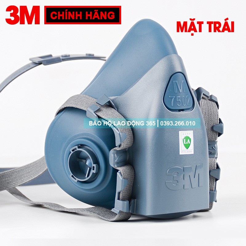 [CHÍNH HÃNG] Mặt Nạ Phòng Độc 3M 7502 Đầy Đủ 7 Món + Phin Lọc 3M 6001CN + Bông Lọc 3M 5N11CN + Nắp Giữ Bông Lọc 3M 501.