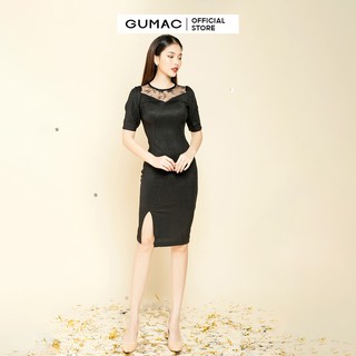 Đầm nữ kim tuyến phối ren GUMAC MS01908_DEN