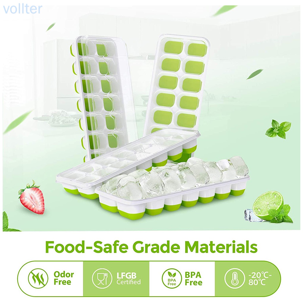 Khuôn Làm Đá Viên 14 Ngăn Bằng Nhựa Silicone Kèm Nắp Tiện Dụng Diy
