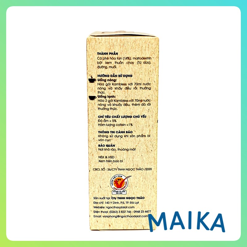 Hộp cafe hòa tan (Vegan) Kambless Ngọc Thảo | 10 túi | BigBuy360 - bigbuy360.vn