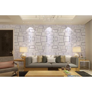 DECAL 1m Giấy dán tường khổ rộng 45cm ( có sẵn keo ) - VUÔNG XÁM NỀN TRẮNG ELL042