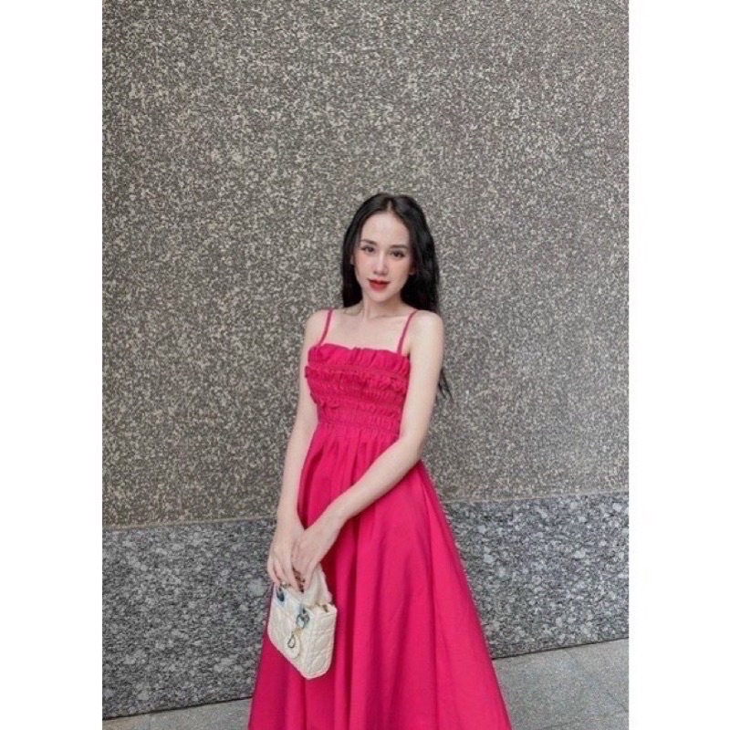 Đầm Maxi hai dây nhún ngực dáng xoè dài siêu xinh