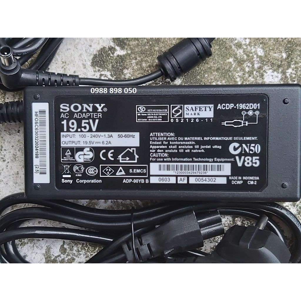 ADAPTOR- NGUỒN TIVI SONY 19.5V 6.2A CHÍNH HÃNG