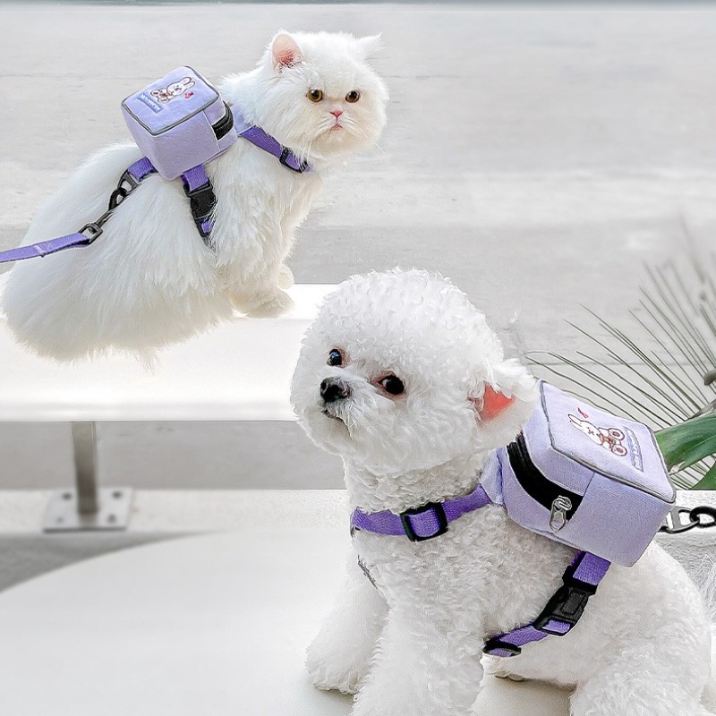 【Hàng đã sẵn sàng】 Pet Cat Leash Ba lô nhỏ Đặc biệt cho chó nhỏ Dây đeo ngực Dây đeo cho chó đi bộ Loại áo vest Chuỗi cho chó