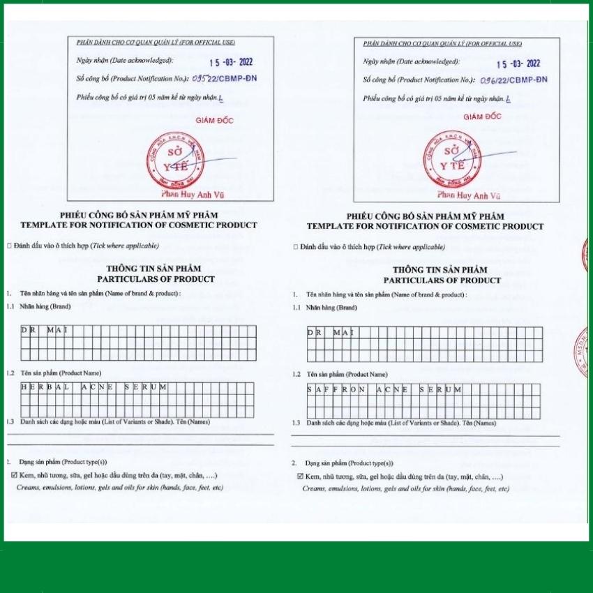 Dr Mai, Dr Mai mix saffron sạch thâm 6ml làm mịn da thu nhỏ lỗ chân lông hết thâm nám