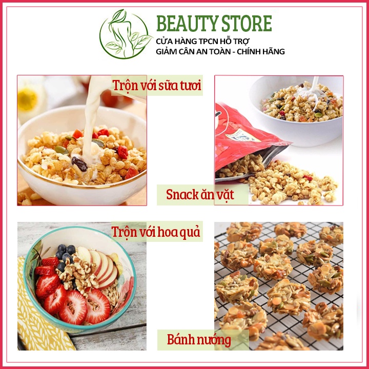 Ngũ cốc ăn kiêng Calbee Nhật Bản  giảm cân an toàn granola detox nhanh cấp tốc hiệu quả mix sữa chua
