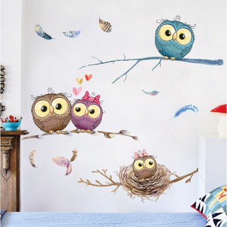 Decal dán tường hình Cú cành cây