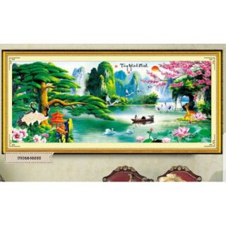 Tranh đính đá phong cảnh kt 200*85 cm