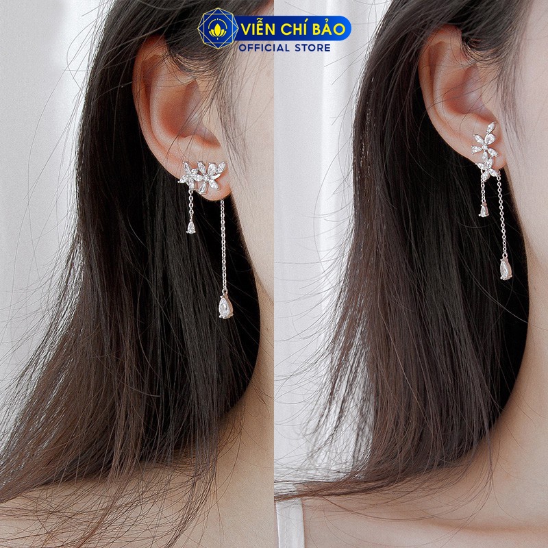 Bông tai bạc nữ Hoa Anh Đào chất liệu bạc 925 thời trang phụ kiện trang sức nữ thương hiệu Viễn Chí Bảo B000024