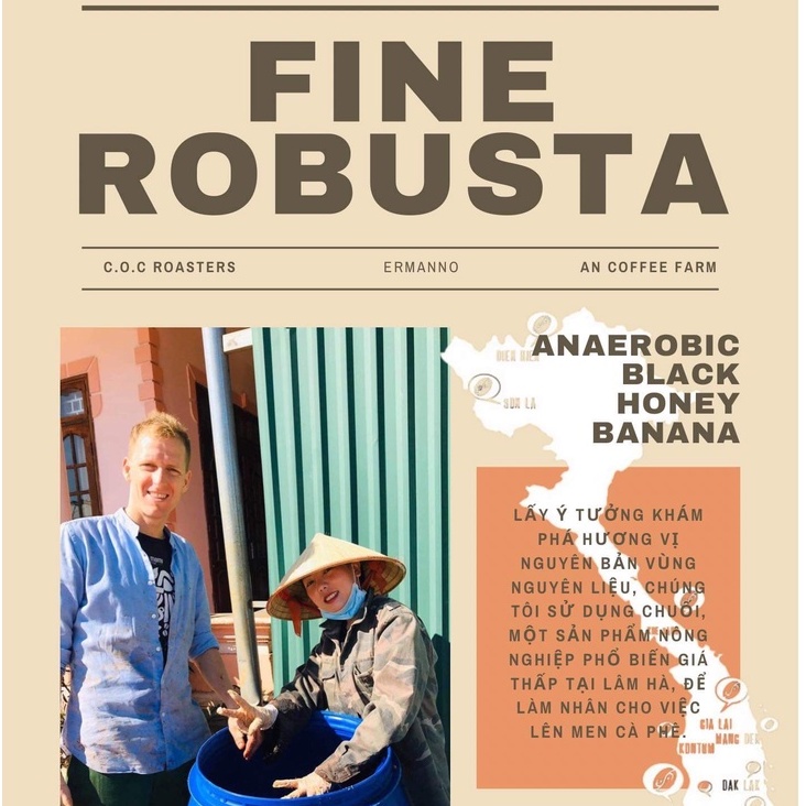 Fine Robusta Cà phê nguyên chất C.O.C Saigon chuyên pha phin, pha máy, pour over
