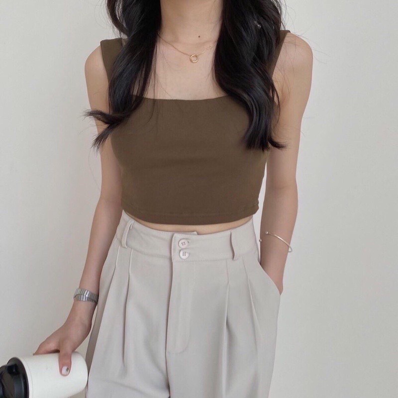 Áo hai dây bản to có mút ngực dáng croptop ,cổ vuông hai dây phong cách ulzzang, style Hàn Quốc | WebRaoVat - webraovat.net.vn