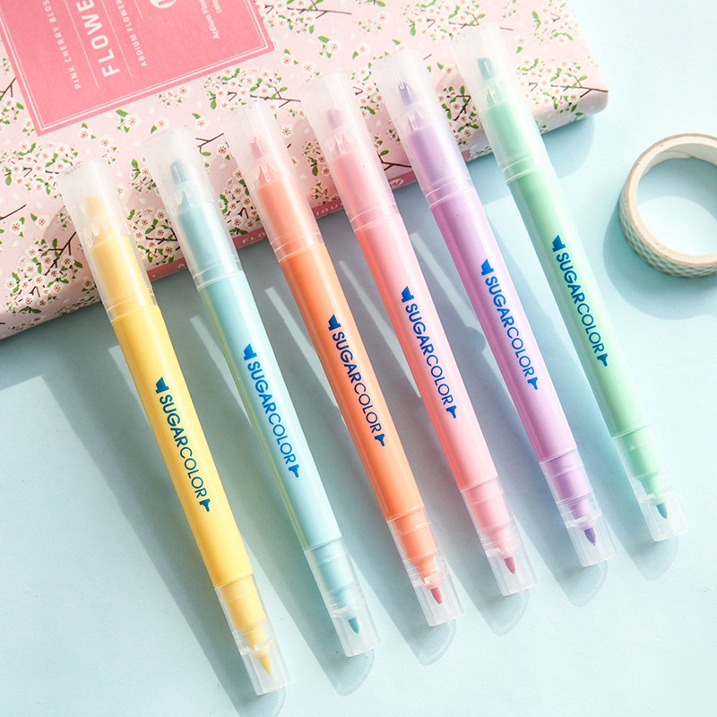 Set 6 Bút Bắt Sáng Hai Đầu Màu Sắc Ngọt Ngào Dễ Thương