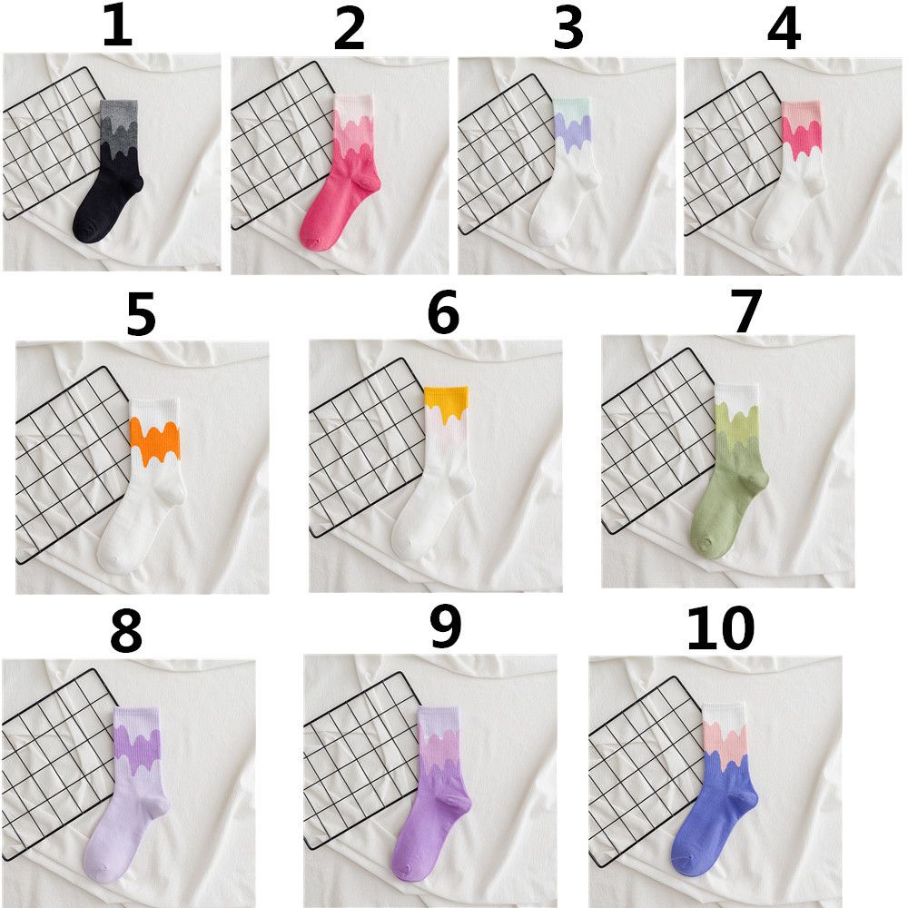 Vớ Cổ Cao In Hình Que Kem Cầu Vồng Dễ Thương Phong Cách Harajuku Cho Nam Và Nữ