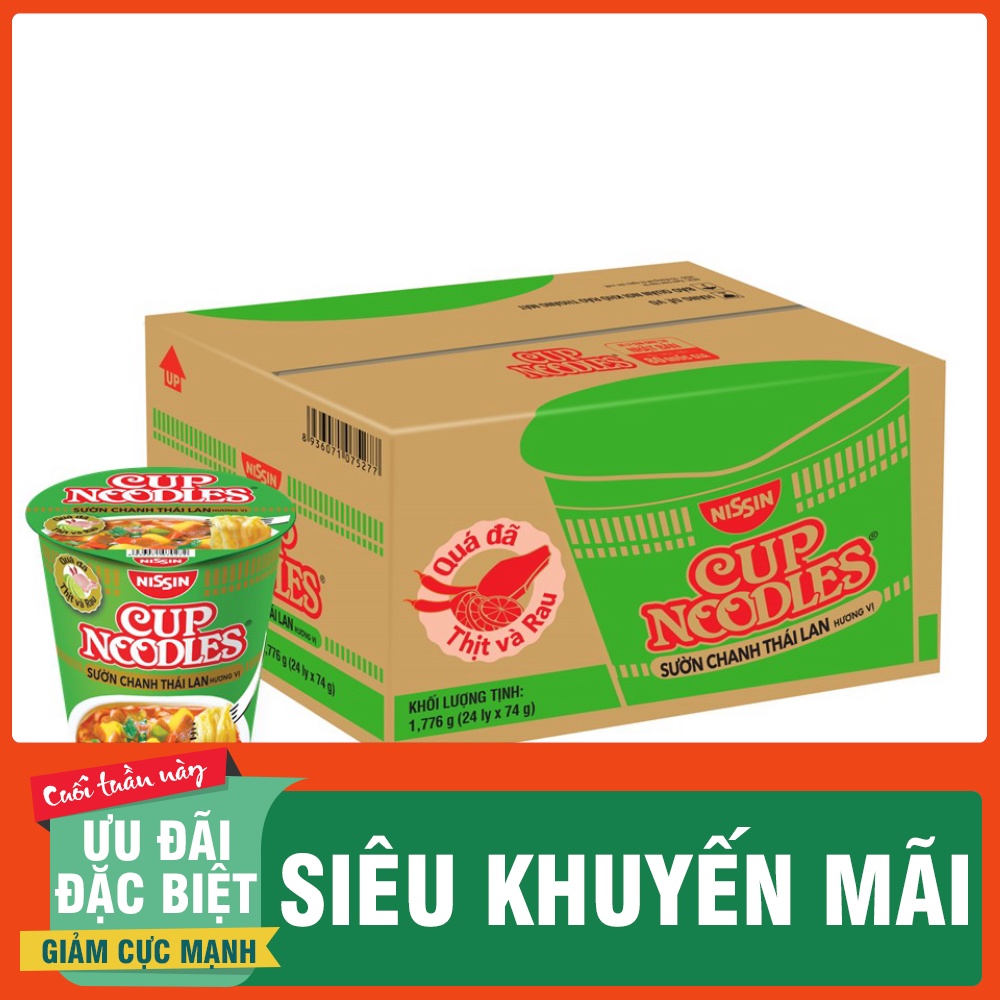 Thùng 24 Ly Mì Cup Noodles Nissin 67g/ly đến 74g/ly nhập khẩu Thái Lan - Ưu Đãi Mùa Dịch