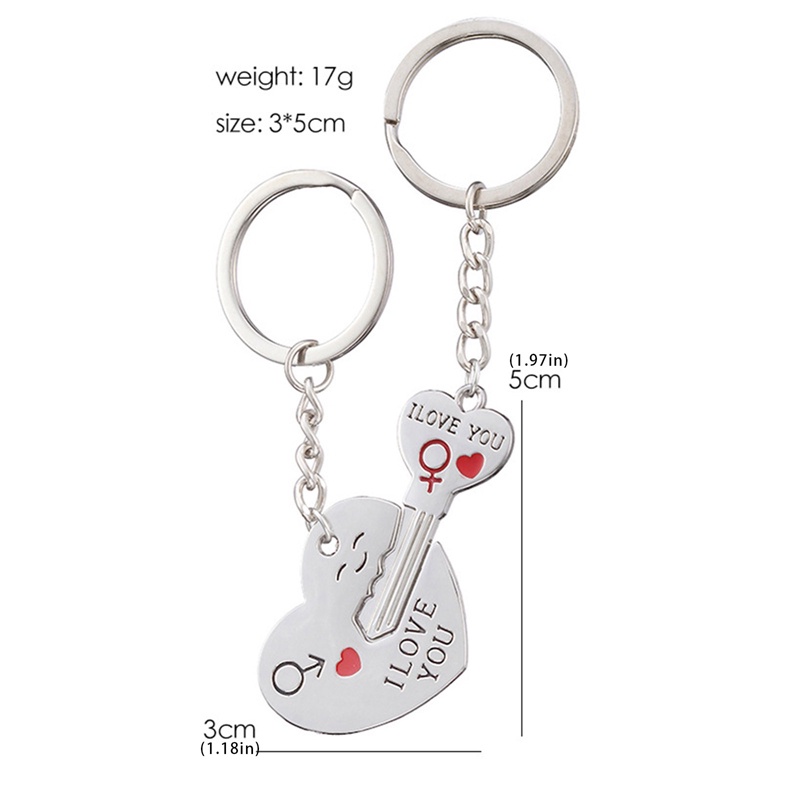 Set 2 Móc Khóa Hợp Kim Ghép Hình Trái Tim Cho Cặp Đôi