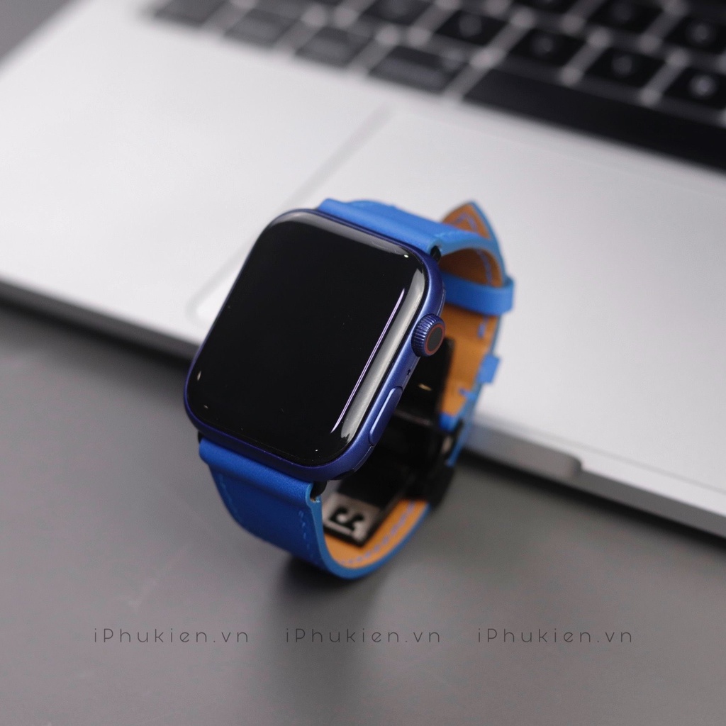 Dây Da Handmade [DA THẬT, BẢO HÀNH 1 NĂM] Swift Xanh Dương cho Apple Watch Seris 1/2/3/4/5/6/7