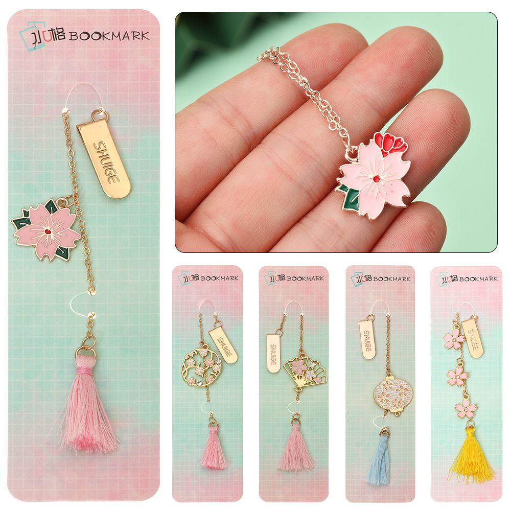 PISTA Thẻ Đánh Dấu Trang Sách Bằng Kim Loại Phối Tua Rua Phong Cách Trung Hoa Cổ Điển