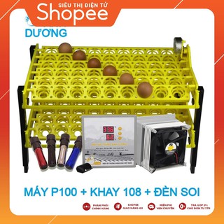 Máy ấp trứng mini Ánh Dương P100 Khay Tự Động 108 Trứng - Lò ấp trứng gà, trứng vịt - Lắp vào thùng xốp, tặng đèn soi