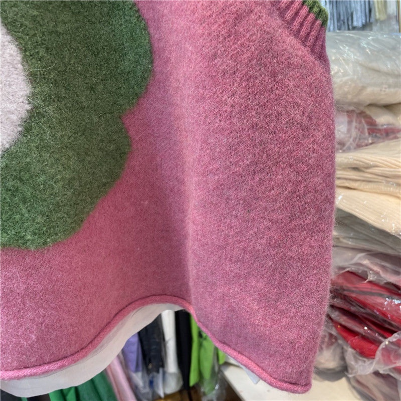 Áo Sweater Dệt Kim Sát Nách Dáng Rộng In Hoa Kiểu Hàn Quốc Thời Trang Mùa Xuân 2022 Cho Nữ