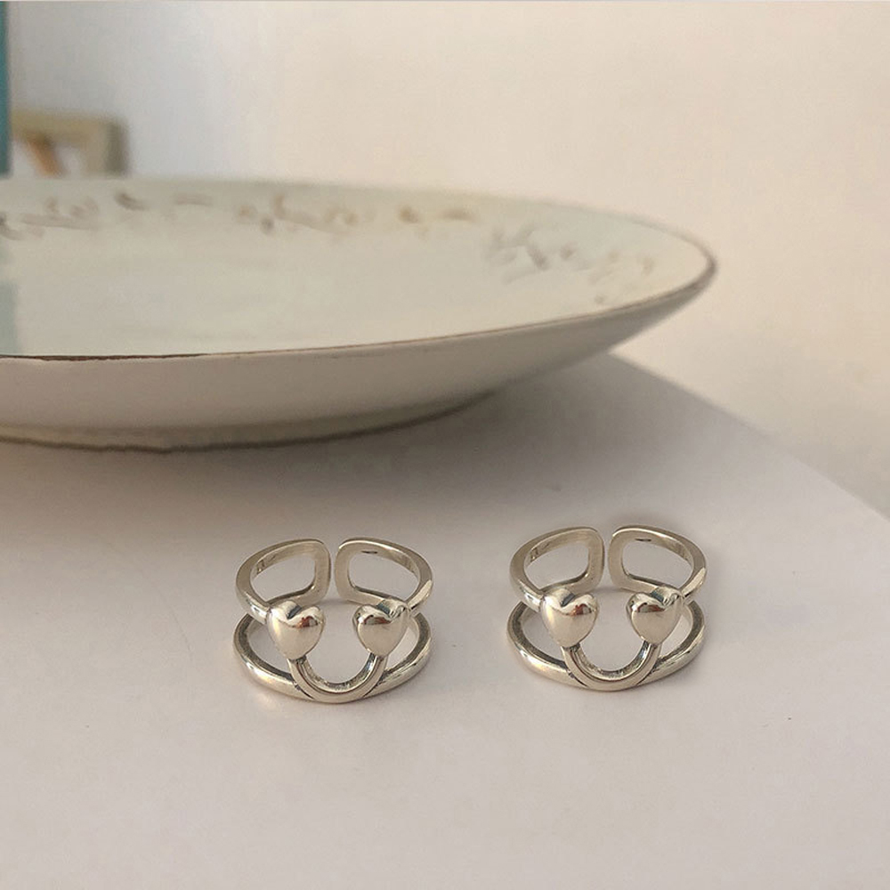 Nhẫn Hở Mạ Bạc 925 Mặt Hình Trái Tim Cho Nữ