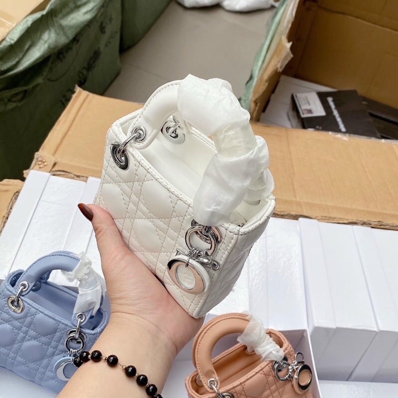 Túi D Da Mờ Tag Bạc Mini Size 13