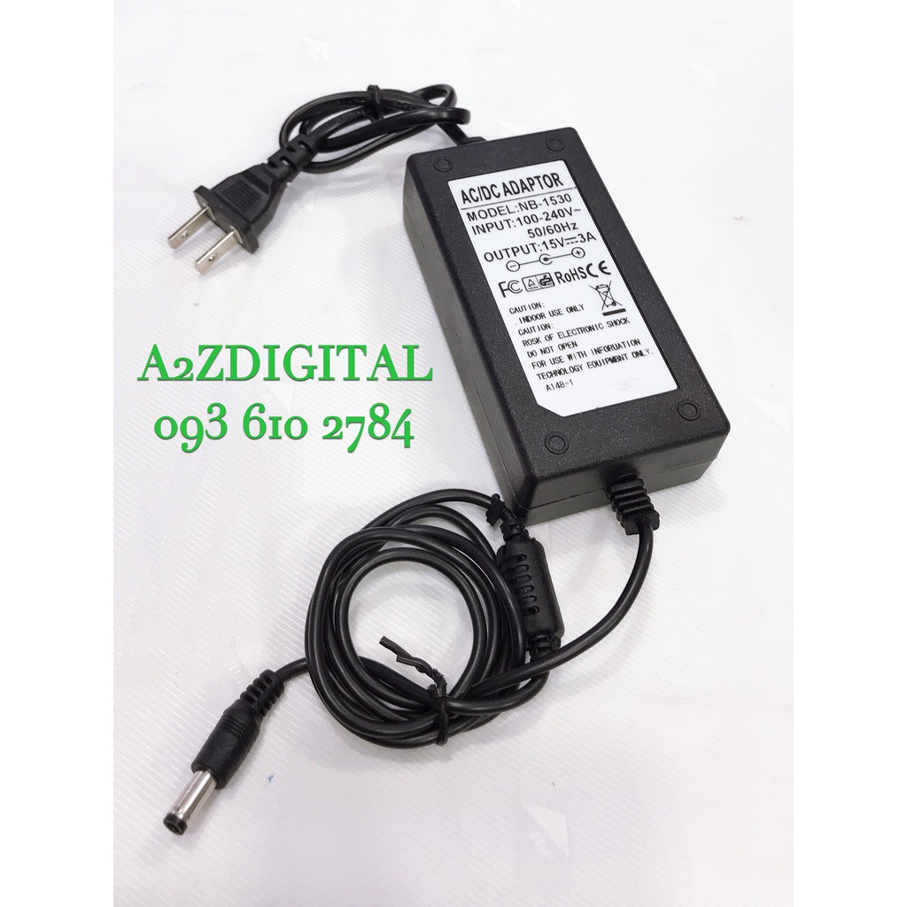 ADAPTER DÀNH CHO LOA KÉO 15V-3A JACK CẮM SẠC ĐẦU TRÒN 5.5mm