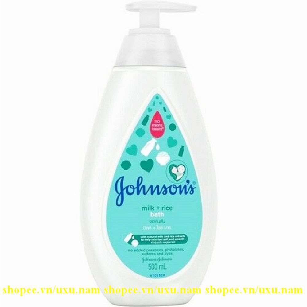 Sữa Tắm 500ml Johnsons Baby Bath Milk + Rice Chứa Sữa Và Tinh Chất Gạo chính hãng