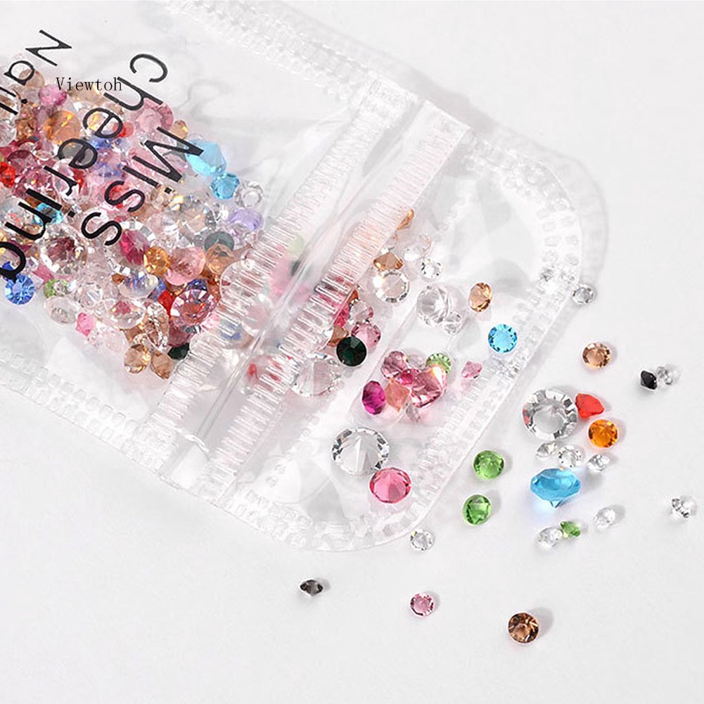 *˚View*✧⁺10g Glass Rhinestone Shinny Mini Mixed Nail Art Tips Manicure DIY Decoration