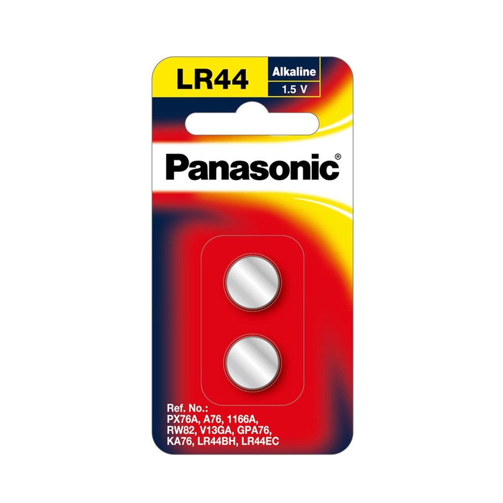 Vỉ 2 Viên Pin nút Panasonic LR44 / AG13 / A765 1.5V cho đồng hồ, remote, nhiệt kế, thiết bị điện tử.....