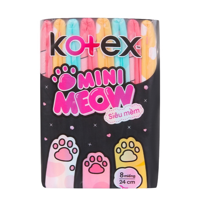 BĂNG VỆ SINH KOTEX MINI MEOW SIÊU MỀM 24CM 8 MIẾNG