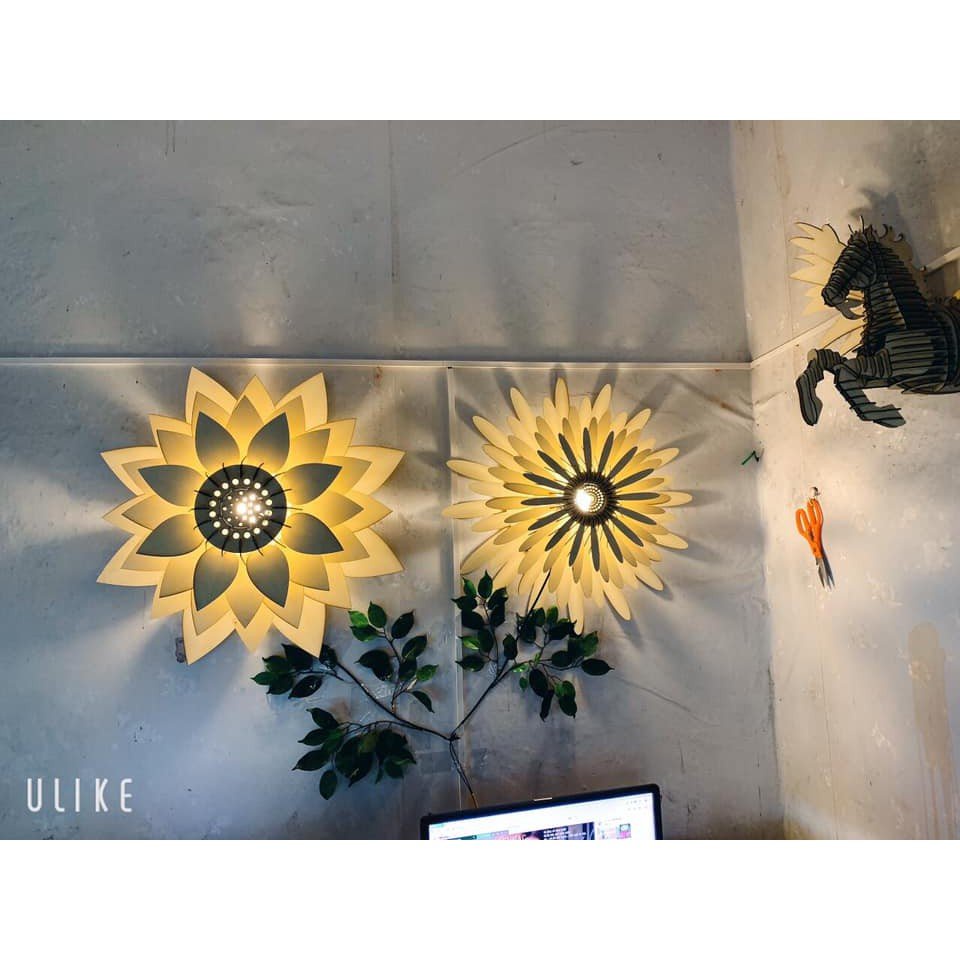 Đèn gỗ hoa sen DIY- Đèn thả trần trang trí Decor nội thất, nhà hàng, cửa hàng, quán Cafe, resort