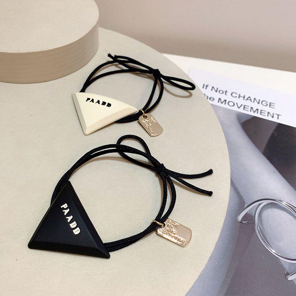 IVORY Dây Cột Tóc Cao Su Màu Đen In Chữ Thời Trang Cho Nữ