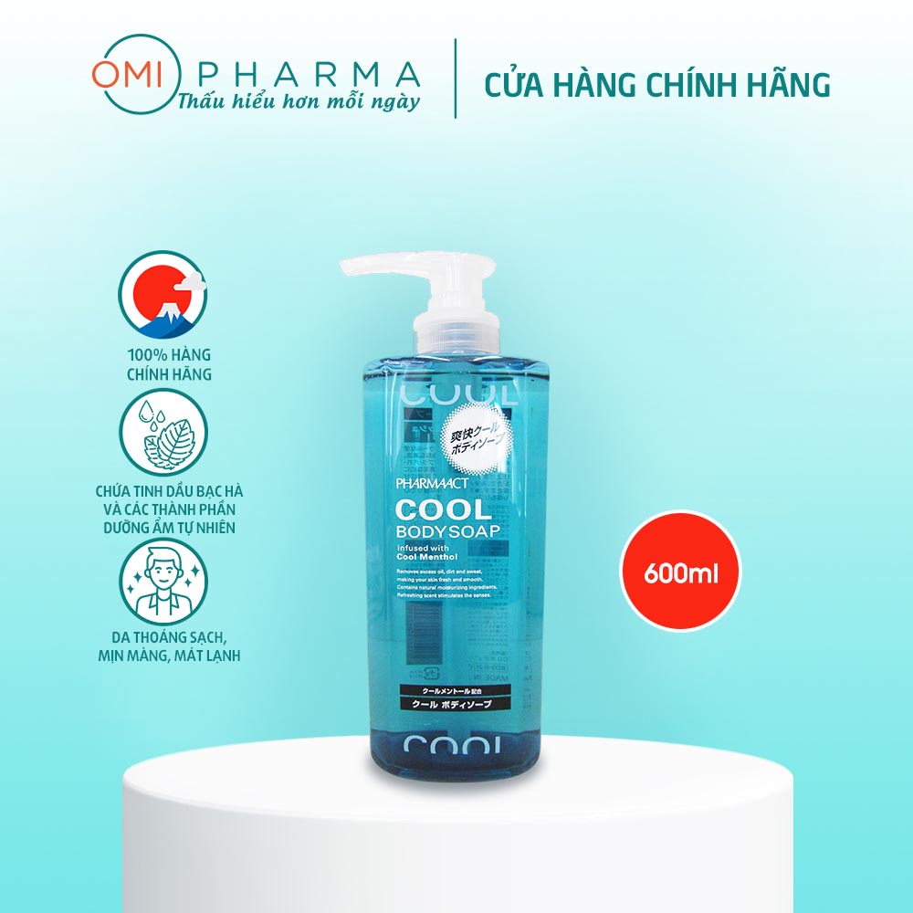 Sữa Tắm Nam Cao Cấp Nhật Bản Bạc Hà Mát Lạnh Pharmaact Cool Body Soap (600ml)