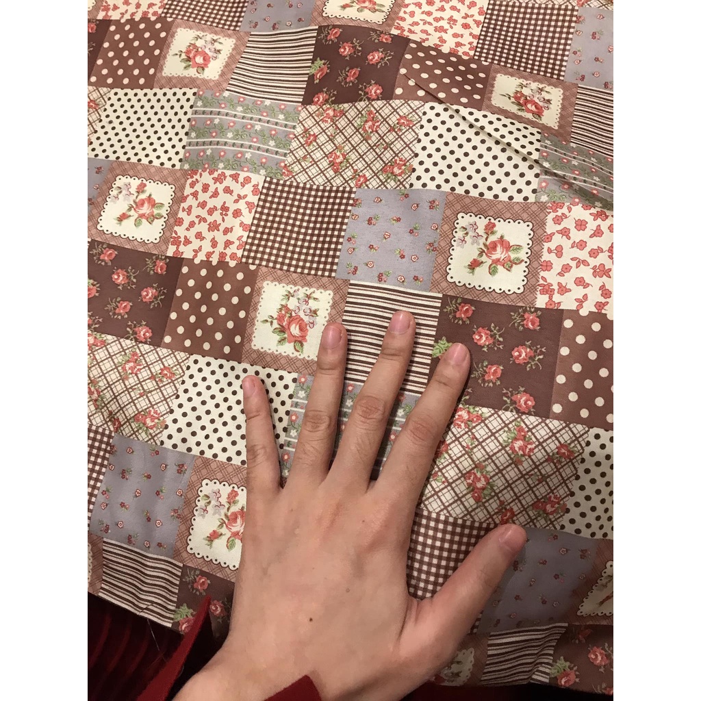 Vải thô poly họa tiết vintage dùng làm khăn chải bàn, may phối họa tiết CỰC XINH