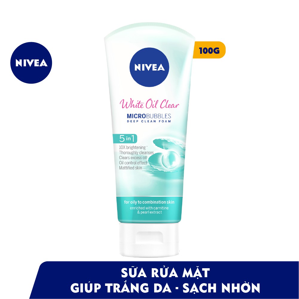 Sữa rửa mặt NIVEA White Oil Clear giúp trắng da sạch nhờn (100g) - 84951