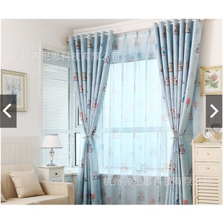Rèm khoen lỗ, khoen ri đô, rèm cửa dán tường họa tiết chim cú xinh