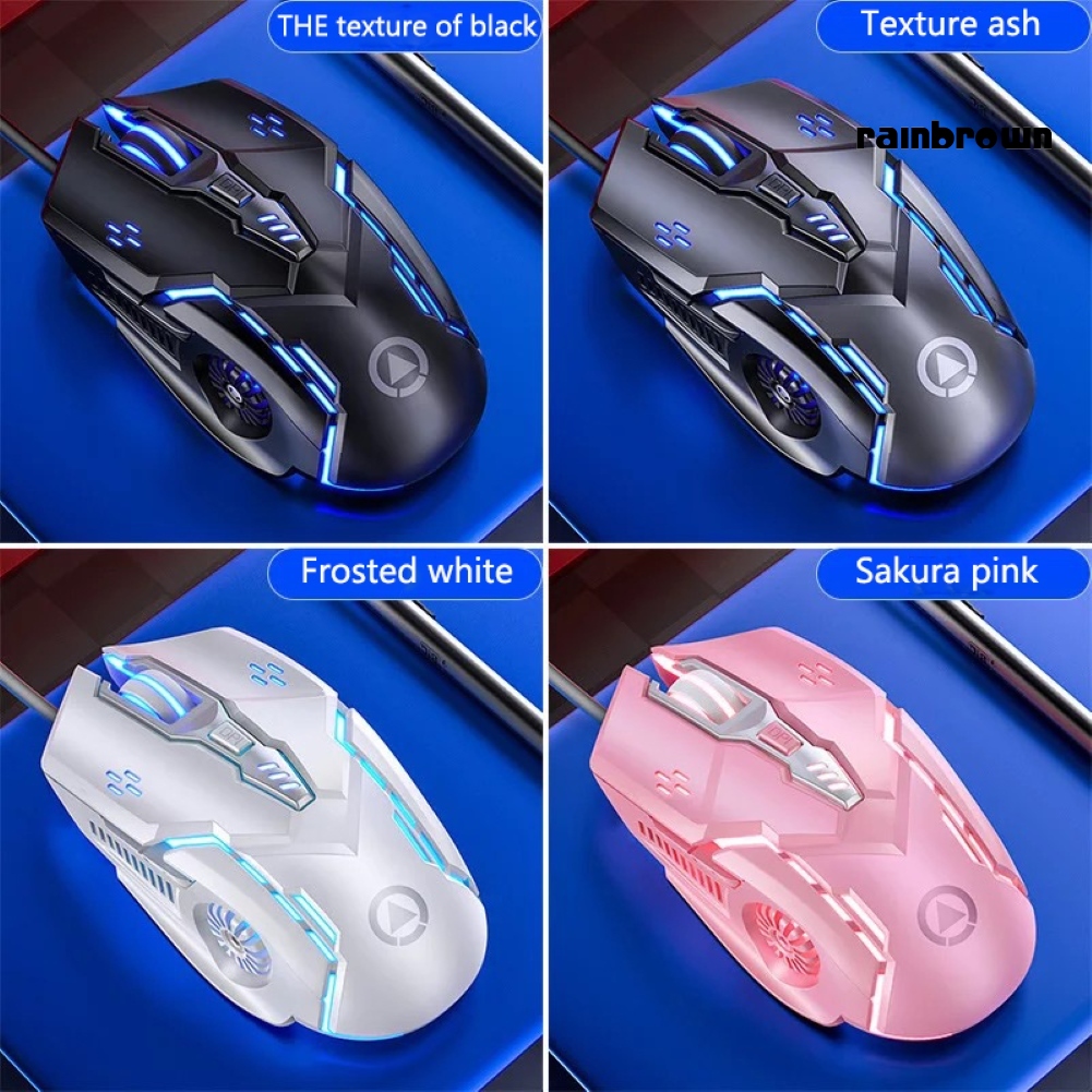 Silent/Sound USB Wired 6-Buttons 3200DPI Adjustable Light Gaming Mouse for PC /RXDN/