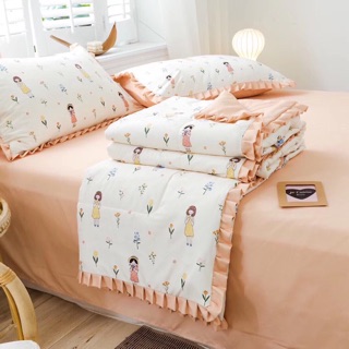 Combo bộ chăn ga gối đũi nhiệt đới