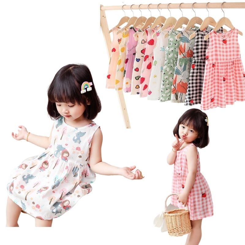 Váy đầm bé gái chất lụa đũi thoáng mát thấm hút tốt không nhăn nhiều màu xinh xắn hàng Quảng Châu JIMADO S1686